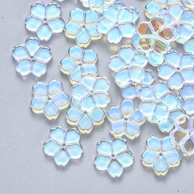 12mm Clear AB Flower Glass Beads