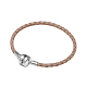 TINYSAND Rhodium Plated 925 Sterling Silver Braided Leather Bracelet Making(TS-B-127-17)-1