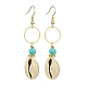 Natural Shell & Synthetic Turquoise Dangle Earrings(EJEW-TA00324)-1
