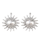 304 Stainless Steel Pendants, Sun with Moon Charm, Stainless Steel Color, 29x26x5.5mm, Hole: 1mm(STAS-I363-05P)