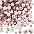 Natural Pink Zebra Jasper Beads, Round, 8mm/6mm/10mm/4mm, 4strands/box(G-OC0001-22M)
