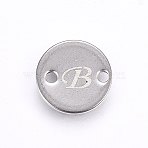 Tarnish Resistant 201 Stainless Steel Links connectors, Flat Round, Letter.B, Stainless Steel Color, 8x1mm, Hole: 1.5mm(STAS-H465-01P-8mm-B)