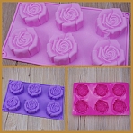 Flower Food Grade Silicone Molds, Fondant Molds, Resin Casting Molds, for DIY Cake, Chocolate, Candy Making, Mixed Color, 285x167x30mm(SOAP-PW0001-081)