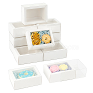 Foldable Paper Drawer Boxes with Clear Plastic Cover, Gift Packaging Case, Rectangle, White, 11x8x4.2cm(CON-WH0095-68B-03)