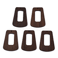 Natural Wenge Wood Pendants, Undyed, Hollow Trapezoid Charms, Coconut Brown, 48.5x35x3.5mm, Hole: 2mm(WOOD-T023-69B-01)