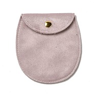 Velvet Jewelry Storage Pouches, Oval Jewelry Bags with Golden Tone Snap Fastener, for Earring, Rings Storage, Pink, 9.8x9x0.8cm(ABAG-C003-01B-01)