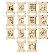 14Pcs 14 Style Plywood Thread Winding Boards, for Embroidery Cross-Stitch Sewing Craft, Animals, 63.1x50.2x3mm, Hole: 4mm, 1pc/style(WOOD-WH0060-10)