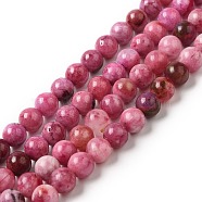 Natural Gemstone Hemimorphite Round Beads Strands, Dyed, Deep Pink, 6mm, Hole: 1mm, about 66pcs/strand, 15.74 inch(G-L145-6mm-03-01)