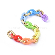 Handmade Cable Chains, with Acrylic Linking Rings and CCB Plastic Linking Rings, Oval, for Jewelry Making, Colorful, Link: 19x14x4mm, 20x15x4.5mm, 39.37 inch(1m)/strand(AJEW-JB00594)