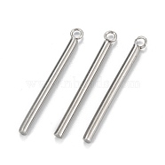 304 Stainless Steel Pendants, Column, Stainless Steel Color, 28x3x2mm, Hole: 1.8mm(STAS-Z034-20-20J-P)