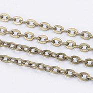 Iron Cable Chains, Unwelded, with Spool, Flat Oval, Cadmium Free & Nickel Free & Lead Free, Antique Bronze, 3x2.2x0.6mm, about 328.08 Feet(100m)/roll(CH-0.6PYSZ-AB)