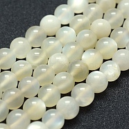 Natural White Moonstone Beads Strands, Grade AB+, Round, 8mm, Hole: 1mm, about 49pcs/strand, 15.5 inch(39.5cm)(G-P342-02A-8mm-AB)
