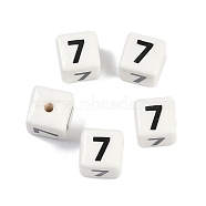 Porcelain Beads, Square with Number, Number, 9x9x9mm, Hole: 1.8mm(PORC-R003-07-07)