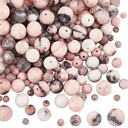 Natural Pink Zebra Jasper Beads, Round, 8mm/6mm/10mm/4mm, 4strands/box(G-OC0001-22M)