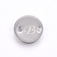201 Stainless Steel Links connectors, Flat Round, Letter.B, Stainless Steel Color, 8x1mm, Hole: 1.5mm(STAS-H465-01P-8mm-B)