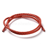 Braided Leather Cord, Orange Red, 3mm, 50yards/bundle(VL3mm-15)