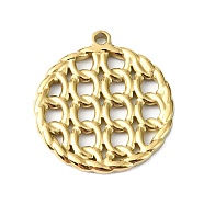 Ion Plating(IP) 304 Stainless Steel Pendants, Real 18K Gold Plated, Flat Round, 24.5x22x2mm, Hole: 1.8mm(STAS-B058-11G-02)