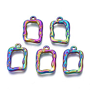 Ion Plating(IP) 304 Stainless Steel Pendants, Cadmium Free & Nickel Free & Lead Free, Uneven Rectangle, Rainbow Color, 21x14x2.5mm, Hole: 1.6mm(STAS-S119-107)
