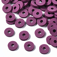 Handmade Polymer Clay Beads, for DIY Jewelry Crafts Supplies, Disc/Flat Round, Heishi Beads, Purple, 6x1mm, Hole: 2mm, about 893pcs/38g(X-CLAY-Q251-6.0mm-B05)