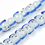 Handmade Lampwork Beads Strands, Dog, Royal Blue, 11x15.5x16mm, Hole: 2mm, about 40pcs/strand, 17.52 inch(44.5cm)(LAMP-N021-42A)