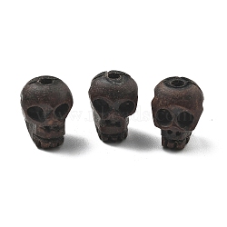 Carved Wood Beads, Skull, Coconut Brown, 15.5~16x12~13x13.5~14mm, Hole: 3mm(WOOD-Q060-02B)