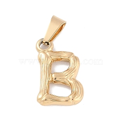 304 Stainless Steel Pendants, Bamboo Style, Letter, Golden Color, Letter.B, 18x12x3mm, Hole: 3x7mm(STAS-F235-01G-B)