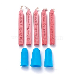 CRASPIRE Sealing Wax Sticks, For Retro Vintage Wax Seal Stamp, with Silicone Finger Protector, Pink, 90x12x11.5mm(DIY-CP0001-86-15)