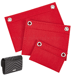 WADORN 3Pcs 3 Style Felt Purse Organizer Insert, Tote Shaper Premium Felt Bag Accessories, with Iron Grommets, Rectangle, Red, 5.5~10.3x8.5~14.7x0.4~0.5cm, Hole: 8.5mm, 1pc/style(FIND-WR0006-68B)