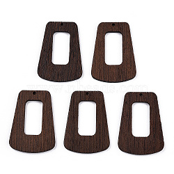 Natural Wenge Wood Pendants, Undyed, Hollow Trapezoid Charms, Coconut Brown, 48.5x35x3.5mm, Hole: 2mm(WOOD-T023-69B-01)