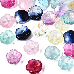 Transparent Glass Beads, Flower, Mixed Color, 15x15x6mm, Hole: 1.2mm(GLAA-Q089-003)