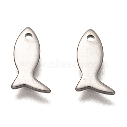 304 Stainless Steel Charms, Fish, Stainless Steel Color, 11.5x6.5x1mm, Hole: 1.2mm(X-STAS-H136-04P)