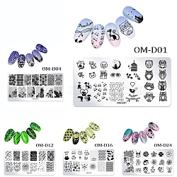 Stainless Steel Nail Stamping Plates, Nail Stamper Nail Art Plates Floral Geometry Animal, for Template Image Manicure Stencils Tools, Mixed Color, 12x6cm(MRMJ-E006-10-M)