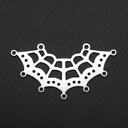 201 Stainless Steel Chandelier Components Links, 9 Loop & 18 Hole Links, Laser Cut, Spider Web Shape, Stainless Steel Color, 21x39.5x1mm, Hole: 1.6mm(STAS-R111-LA106)