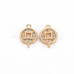 Brass Micro Pave Clear Cubic Zirconia Link Connectors, Nickel Free, Copper Cash, Real 18K Gold Plated, 9.5x6.5x1.5mm, Hole: 0.8mm(X-KK-S356-447-NF)