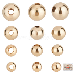 200Pcs 4 Styles Brass Spacer Beads, Long-Lasting Plated, Round, Real 24K Gold Plated, 3.5~6x3.5~5.5mm, Hole: 1.4~2mm, 50pcs/style(KK-BBC0003-58G)