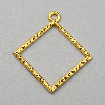 Alloy Open Back Bezel Pendants, for DIY UV Resin, Epoxy Resin, Golden, Rhombus, 36x32x2mm, Hole: 2.8mm