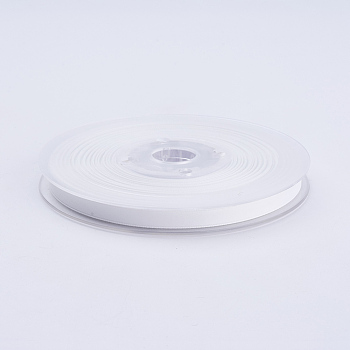 Double Face Matte Satin Ribbon, Polyester Satin Ribbon, White, (1/4 inch)6mm, 100yards/roll(91.44m/roll)
