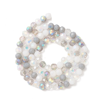 Electroplate Glass Beads Strands, Faceted(32 Facets), Half AB Color Plated, Round, WhiteSmoke, 6x5mm, Hole: 1.4mm, about 100pcs/strand, 20.87''(53cm)
