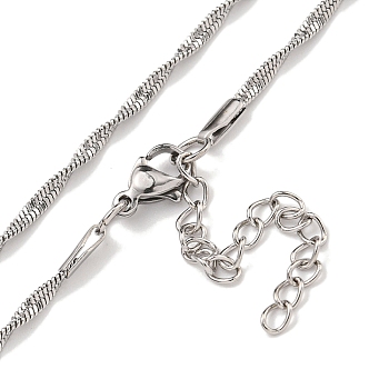 304 Stainless Steel Snake Chain Necklaces, Stainless Steel Color, 17.91x0.09 inch(45.5x0.22cm)