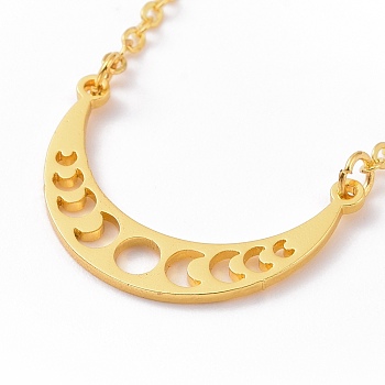 Alloy Moon Phase Pendant Necklace for Women, Golden, 19.49 inch(49.5cm)
