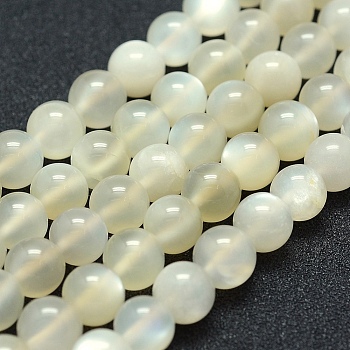 Natural White Moonstone Beads Strands, Grade AB+, Round, 8mm, Hole: 1mm, about 49pcs/strand, 15.5 inch(39.5cm)