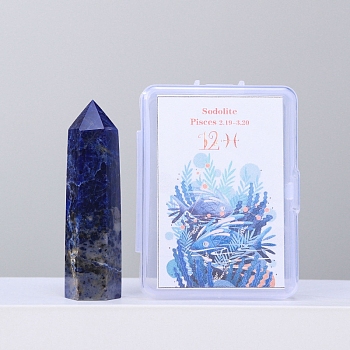 Point Tower Natural Sodalite Healing Stone Wands, for Reiki Chakra Meditation Therapy Decos, Hexagonal Prisms, 50mm