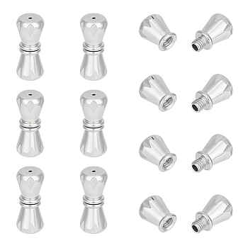 10PCS 304 Stainless Steel Screw Clasps, Column, Stainless Steel Color, 15x6.5mm, Hole: 0.9mm