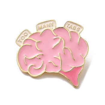 Enamel Pins, Alloy Brooches for Backpack Clothes, Brain, Golden, 35x34.5x1.5mm