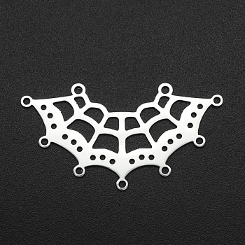 201 Stainless Steel Chandelier Components Links, 9 Loop & 18 Hole Links, Laser Cut, Spider Web Shape, Stainless Steel Color, 21x39.5x1mm, Hole: 1.6mm