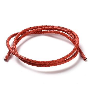 Braided Leather Cord, Orange Red, 3mm, 50yards/bundle