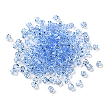 Transparent Glass Beads, Faceted, Bicone, Cornflower Blue, 3.5x3.5x3mm, Hole: 0.8mm, 720pcs/bag. 