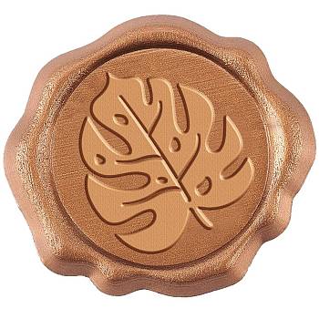 CRASPIRE 50Pcs Adhesive Wax Seal Stickers, Envelope Seal Decoration, for Craft Scrapbook DIY Gift, Leaf Pattern, 2.5cm