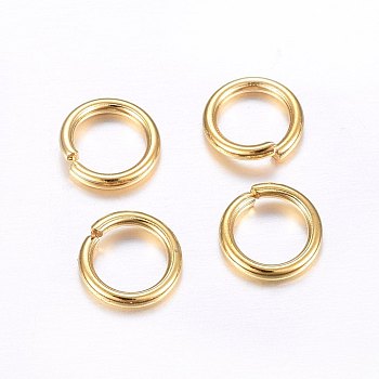 304 Stainless Steel Open Jump Rings, Golden, 18 Gauge, 7x1mm, Inner Diameter: 5mm