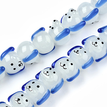 Handmade Lampwork Beads Strands, Dog, Royal Blue, 11x15.5x16mm, Hole: 2mm, about 40pcs/strand, 17.52 inch(44.5cm)